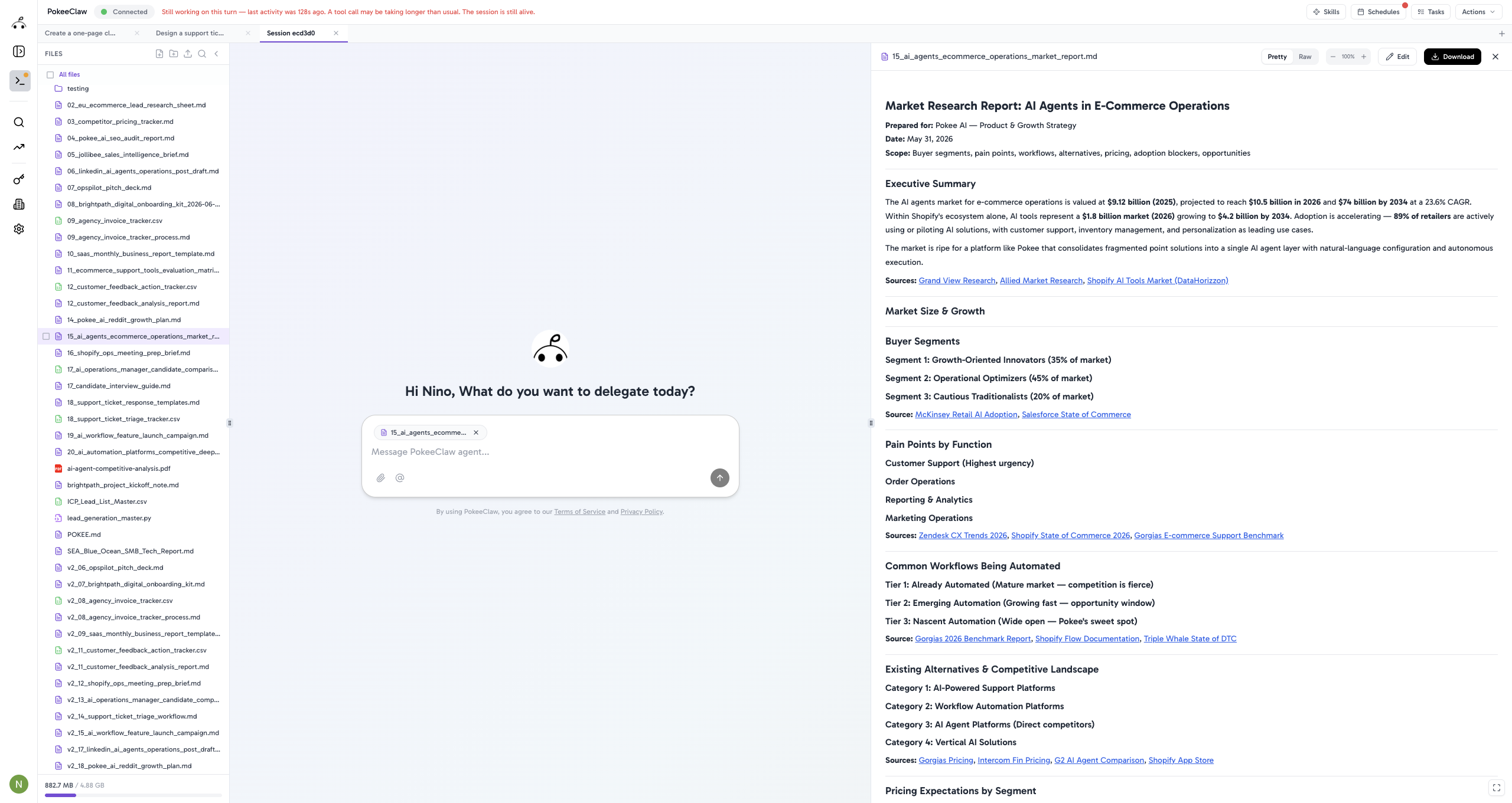 Market research report created by Pokee from a single prompt